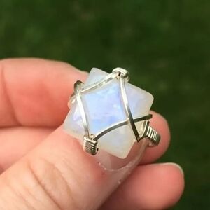 NIB Women's White Moonstone Ring